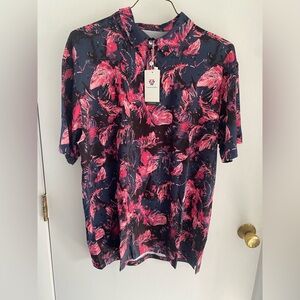 Pink and Blue Floral Polo Shirt